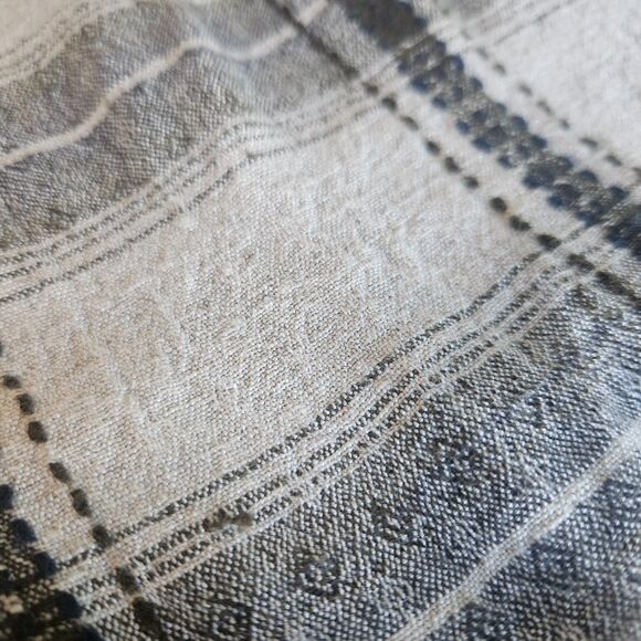 Lemon Grass Linen Blend Casual Button Up Striped Shirt Flannel Style Large - Picture 4 of 7